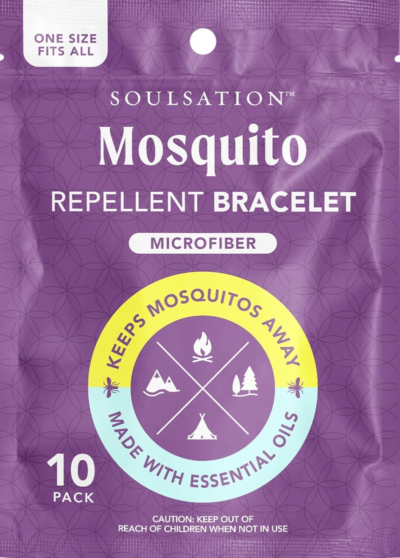 SOULSATION 10 Pack Mosquito Repellent Bracelets Microfiber - for Kids & Adults, Natural DEET-Free - Image 2